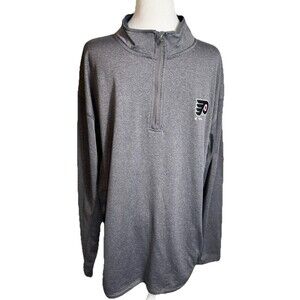 NHL Philadelphia Flyers Men’s Large Gray Quarter-Zip Sweatshirt Pullover Pockets